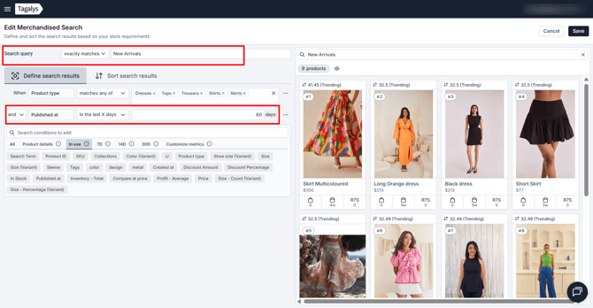 Edit Merchandised Search - Tagalys