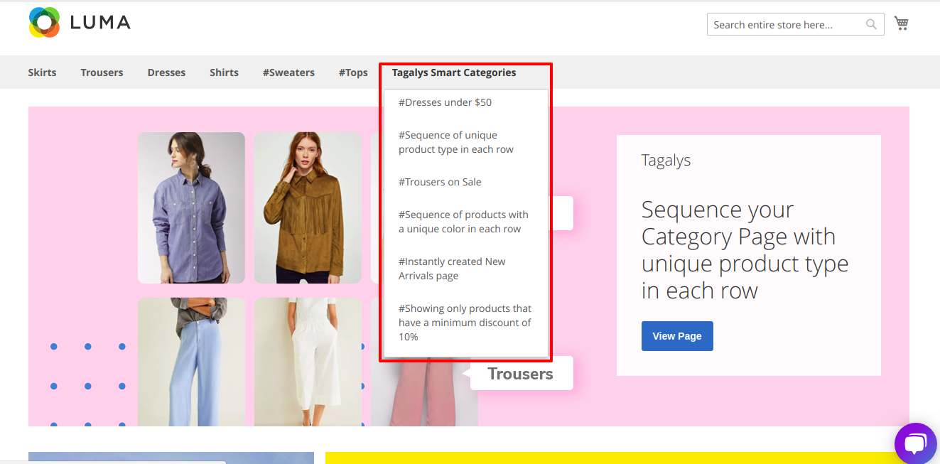 Tagalys created Categories in the Online Store's navigation menu