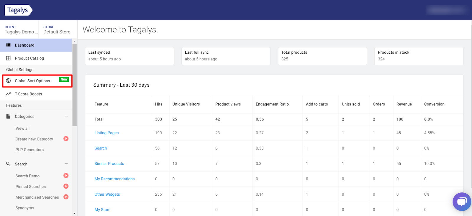 Creating a new Global Sort option in Tagalys