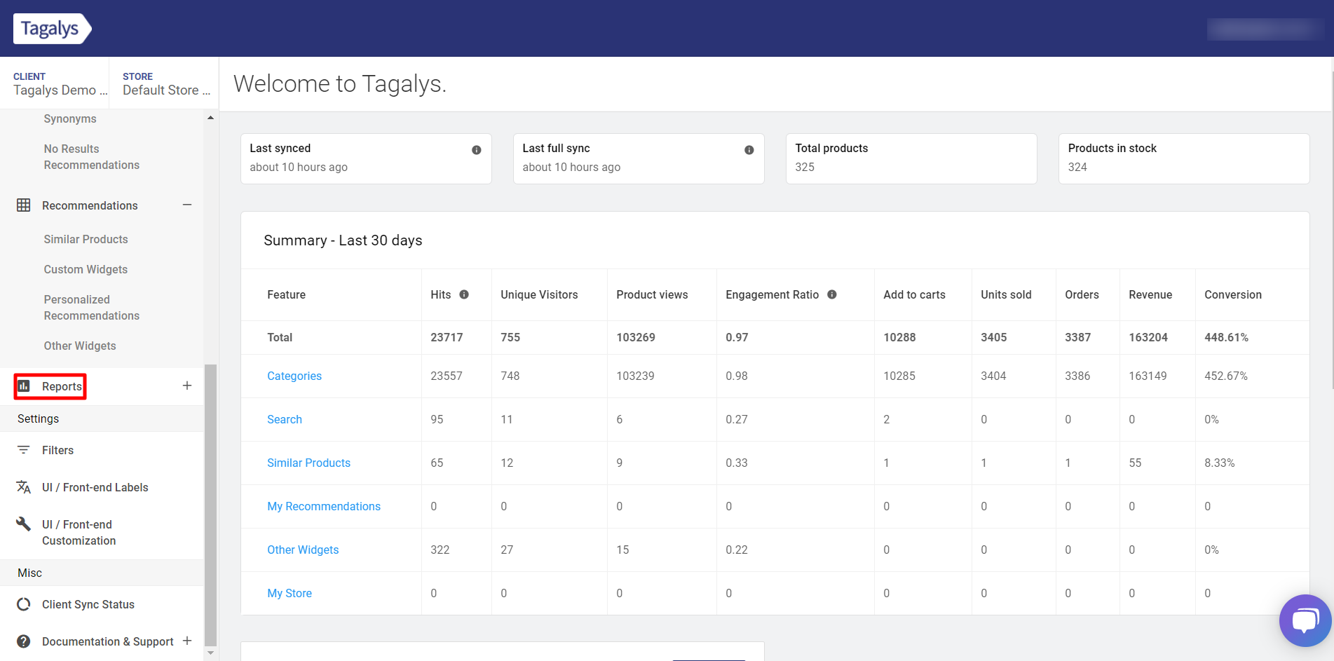 Download reports from Tagalys Dashboard